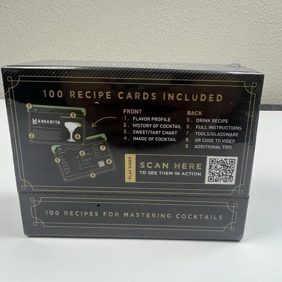100 Cocktail Recipes to Master Cocktails in Bartender Cards NIB - Picture 4 of 7